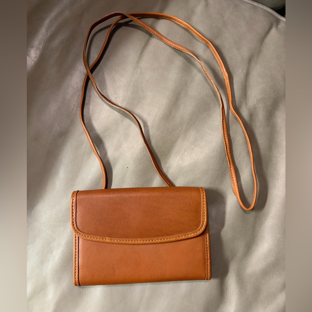 Vintage Coach Leather envelope Swing Wallet String Crossbody Compact Bag #4843